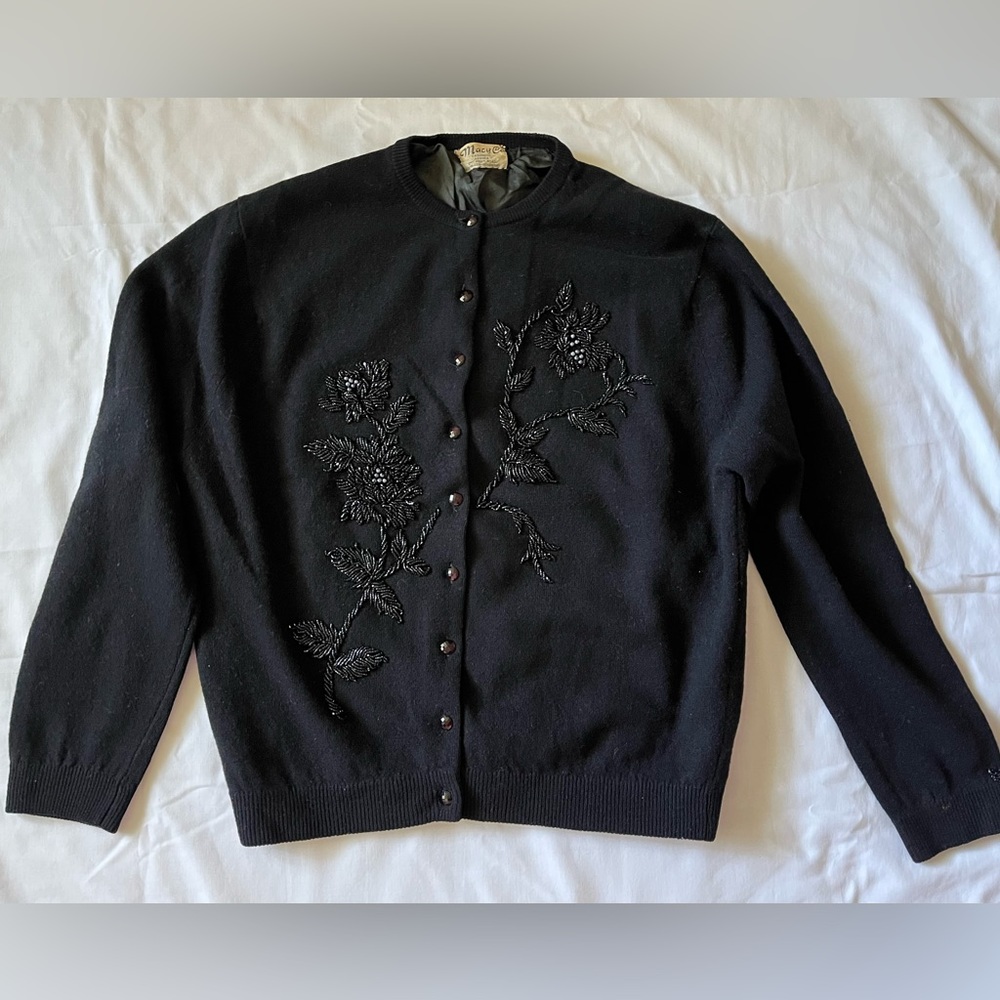 Vintage Black Cardigan Cashmere/Angora